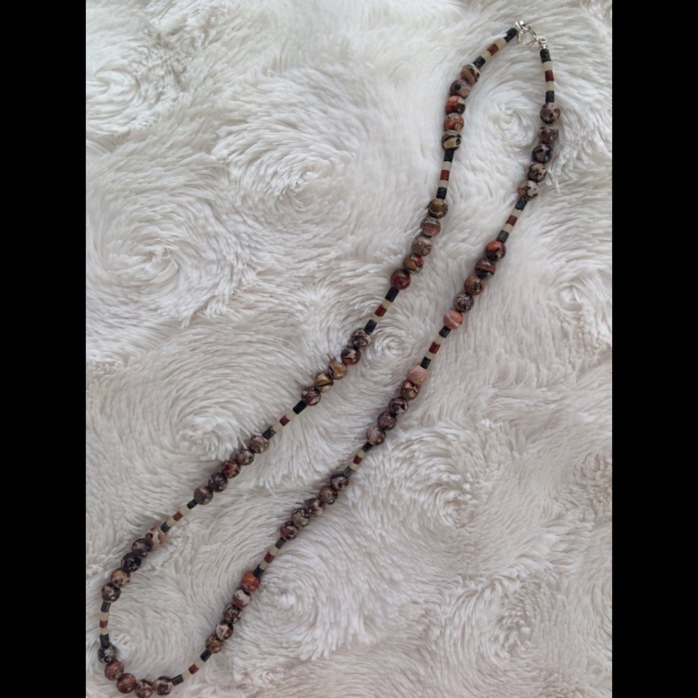 20" Genuine Leopard Jasper necklace, hand-strung